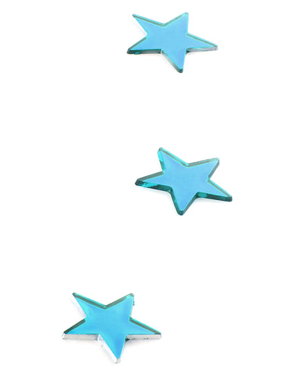 10 Mini Turquoise Star Mirrors 3 x 3 cm