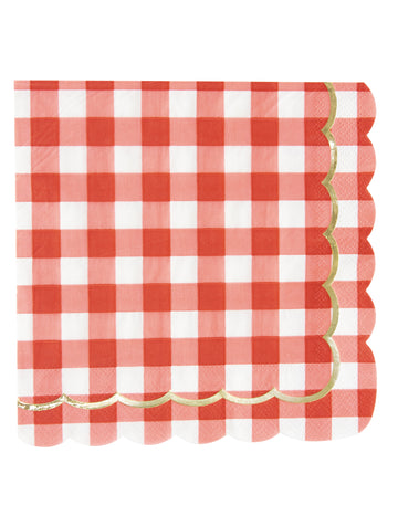 16 Gingham и позлатени хартиени кърпи 33 x 33 cm