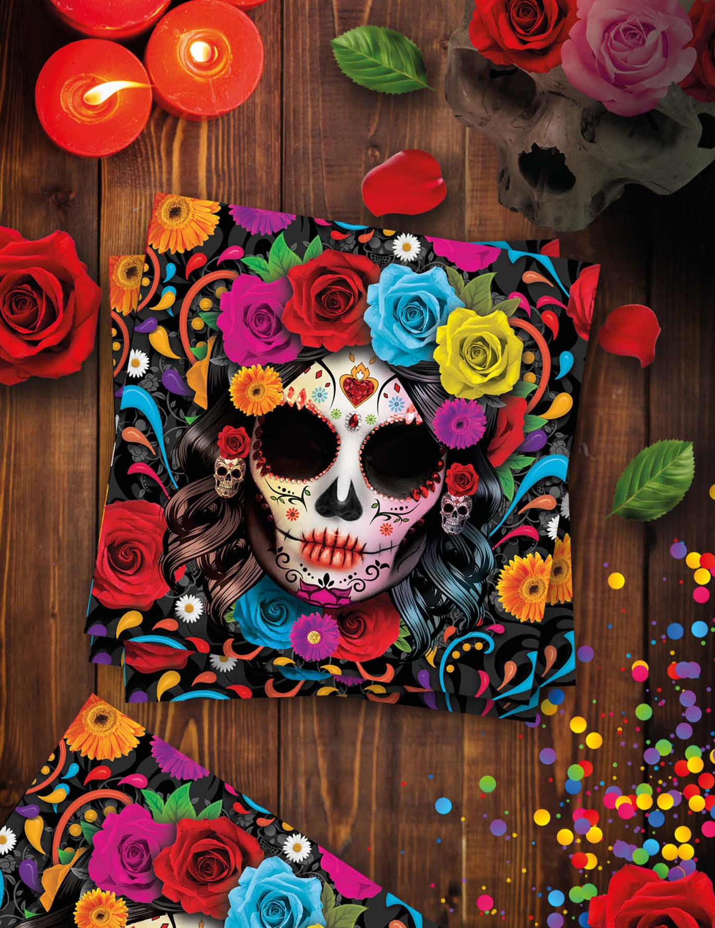 12 Салфетки Catrina Dia de los Muertos 16 x 16 cm