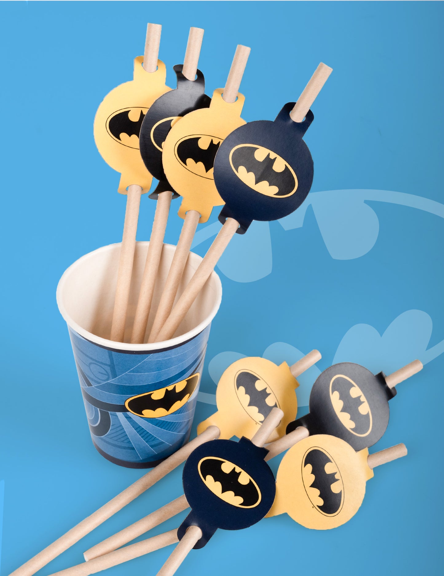 8 картонени сламки Batman 20 cm