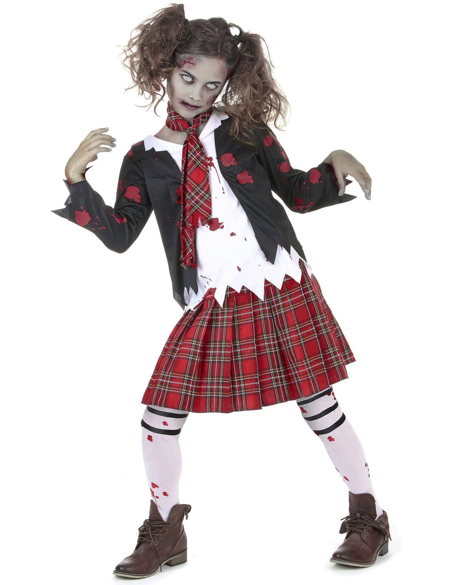 Хелоуин Zombie Schoolgirl маскировка