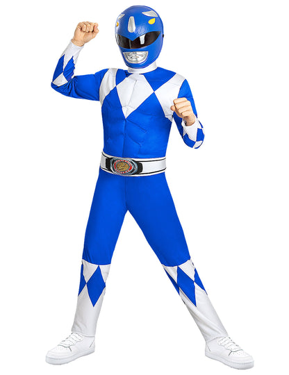 Мускулест костюм Power Ranger в синьо за деца