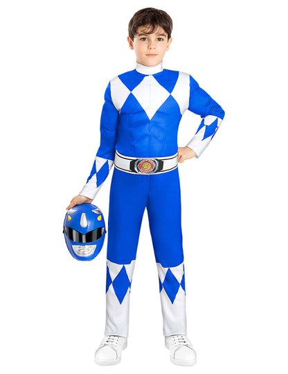 Мускулест костюм Power Ranger в синьо за деца