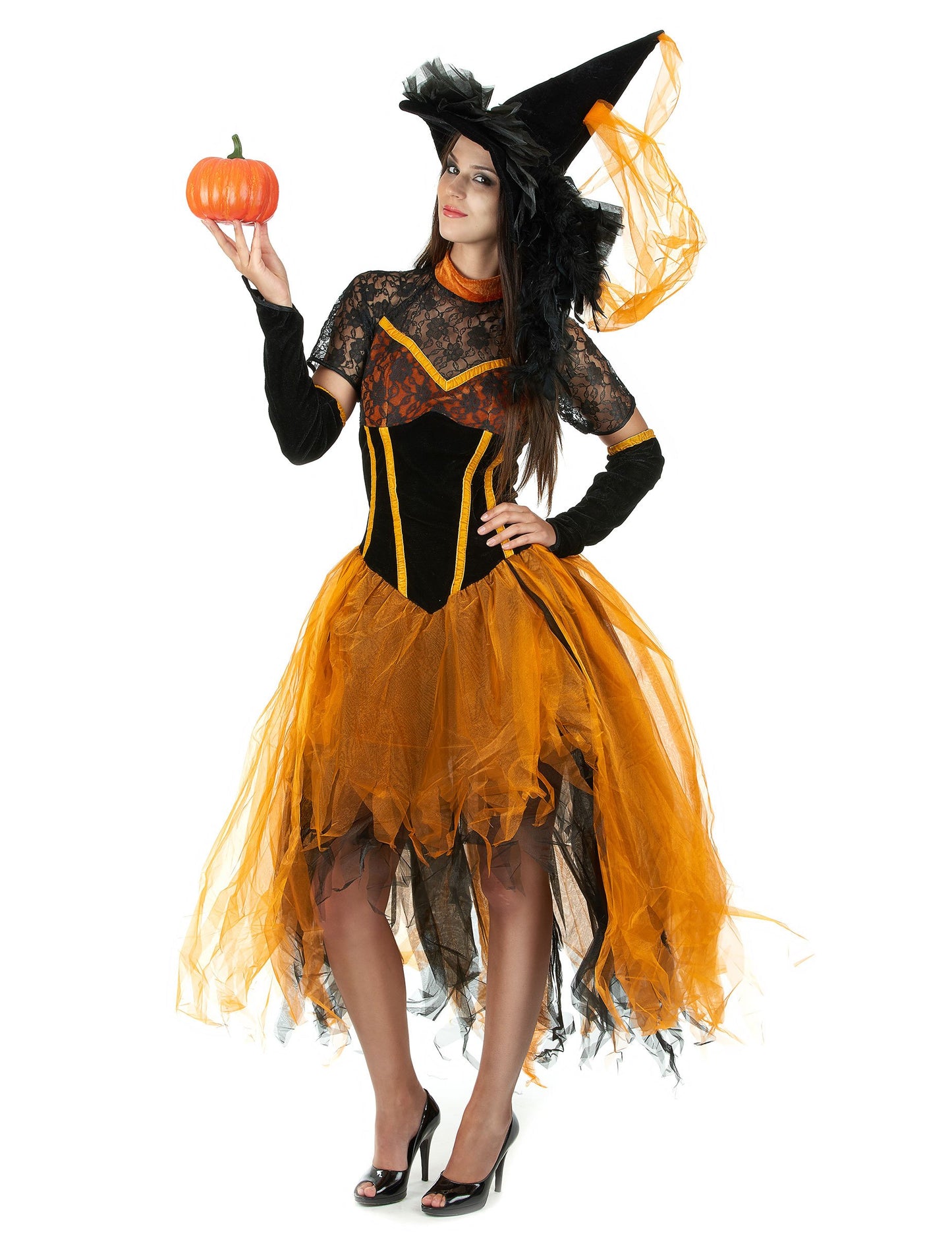 Orange Halloween Lacewoman Witch маскировка