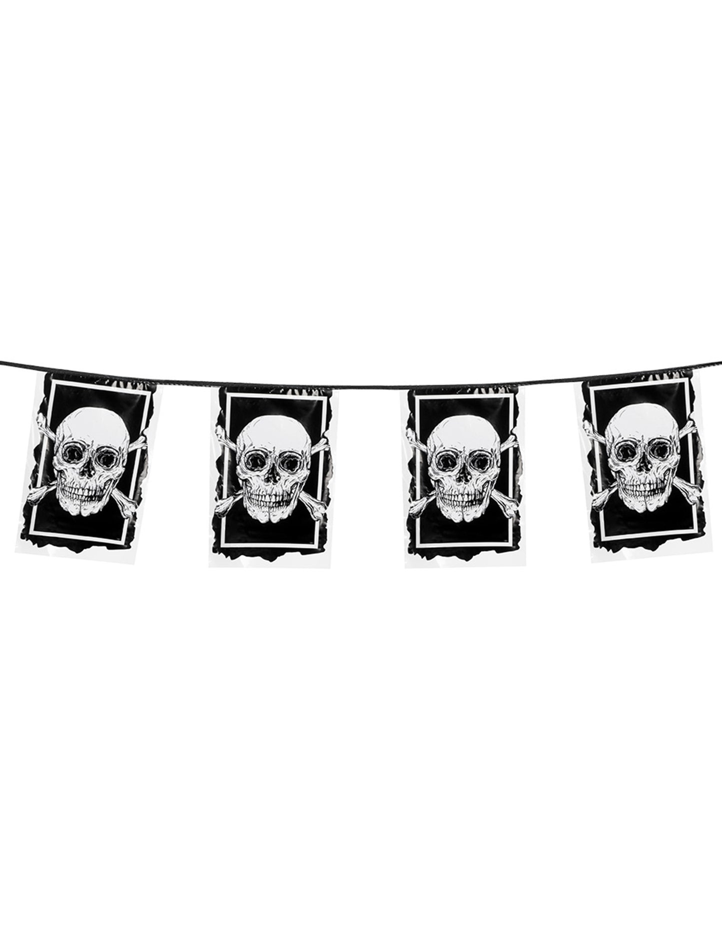 Гарланд 10 пластмасови знамена Пират Jolly Roger 30 x 20 cm