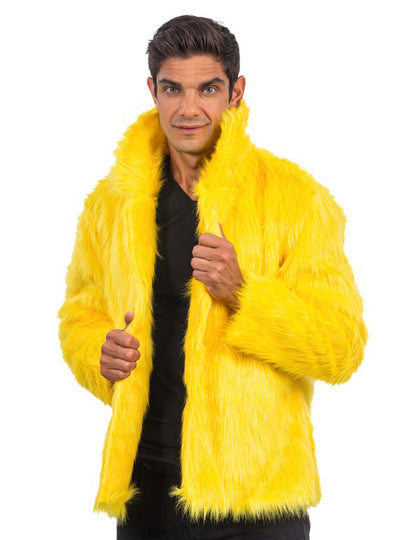 Manteau en fausse fourrure jaune adulte