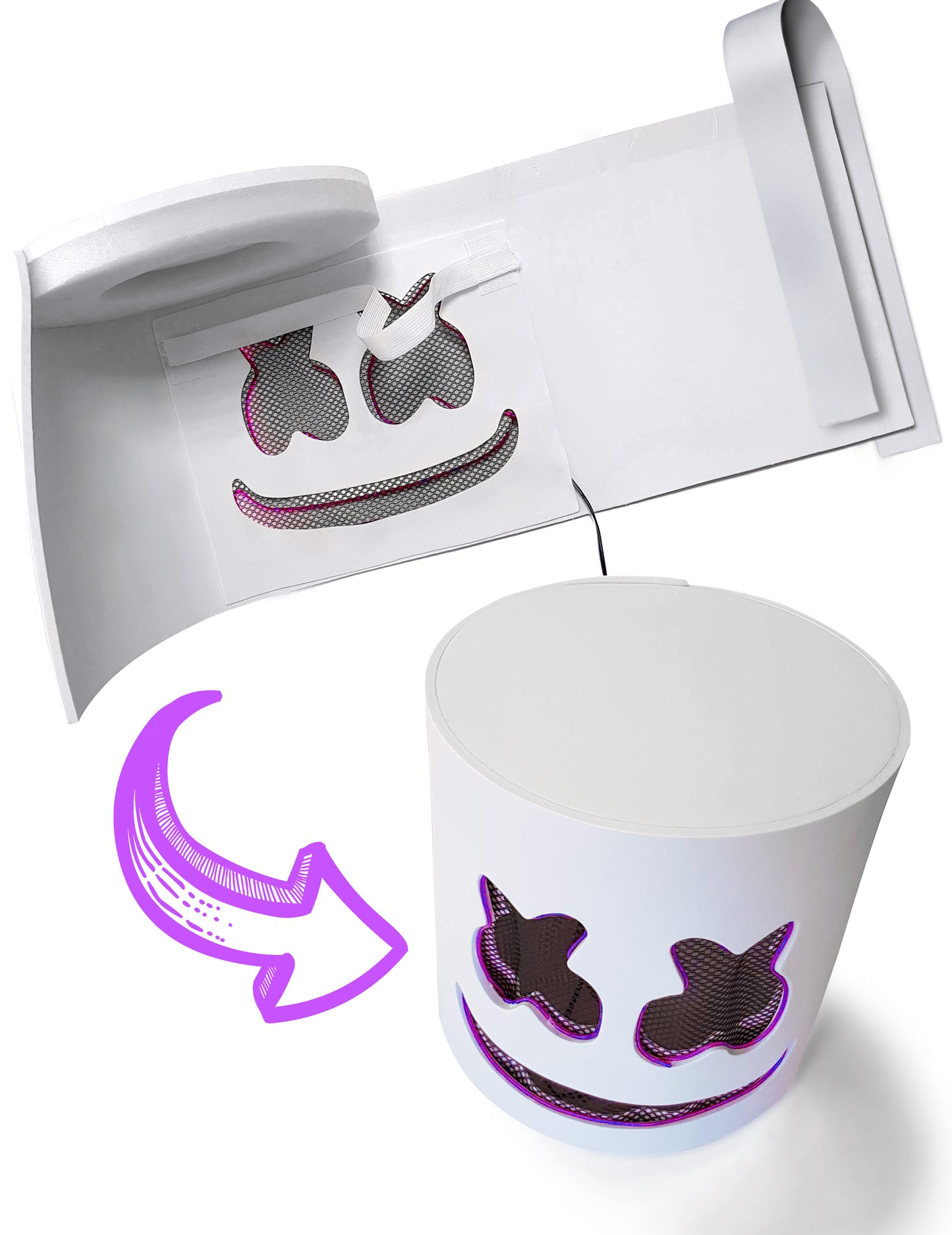 Маскира DJ Marshmallow LED Purple Adult