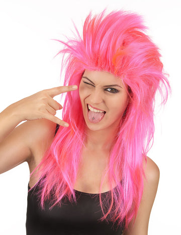 Women Pink Rock Winger Wig