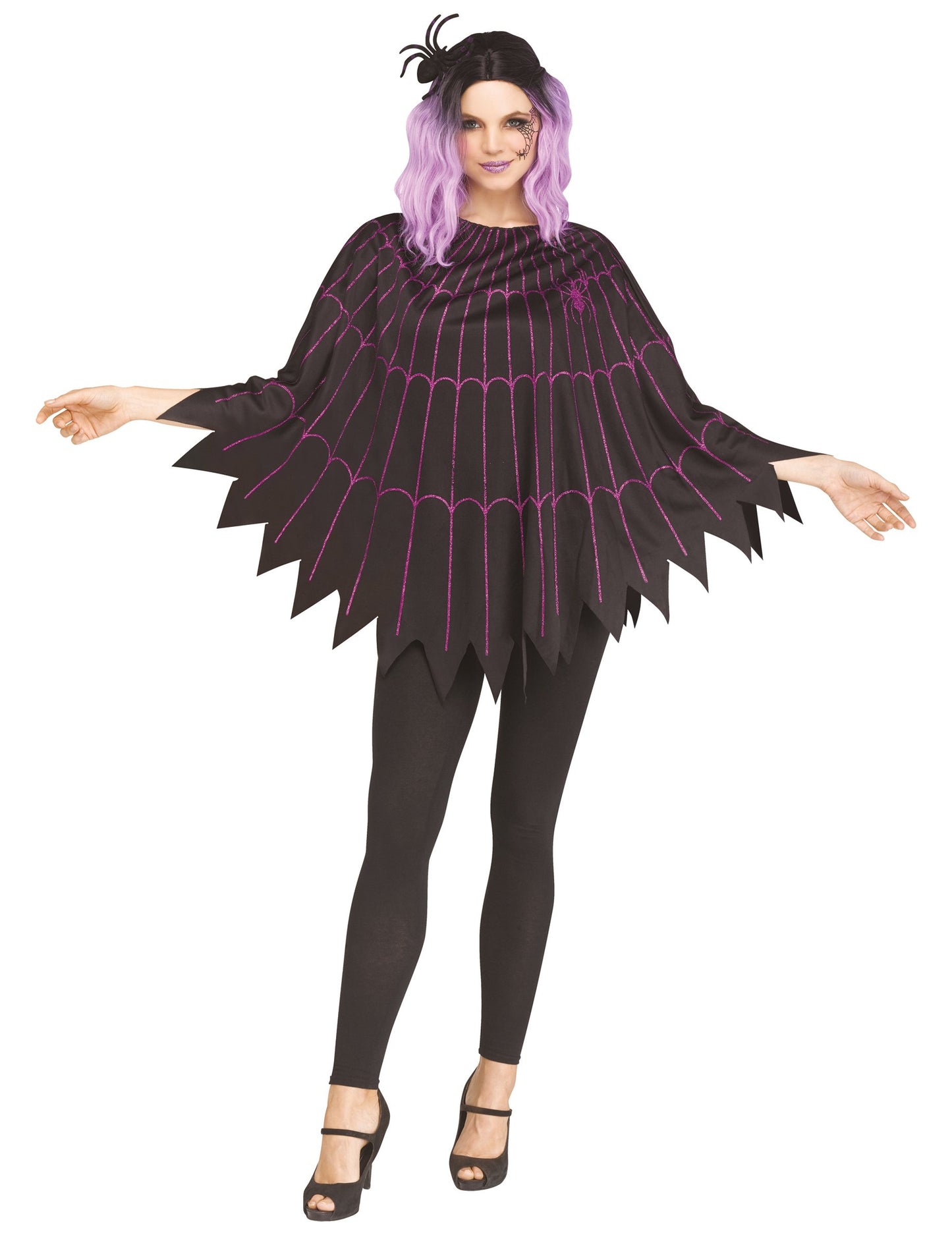 Poncho Violet Women Spider Web