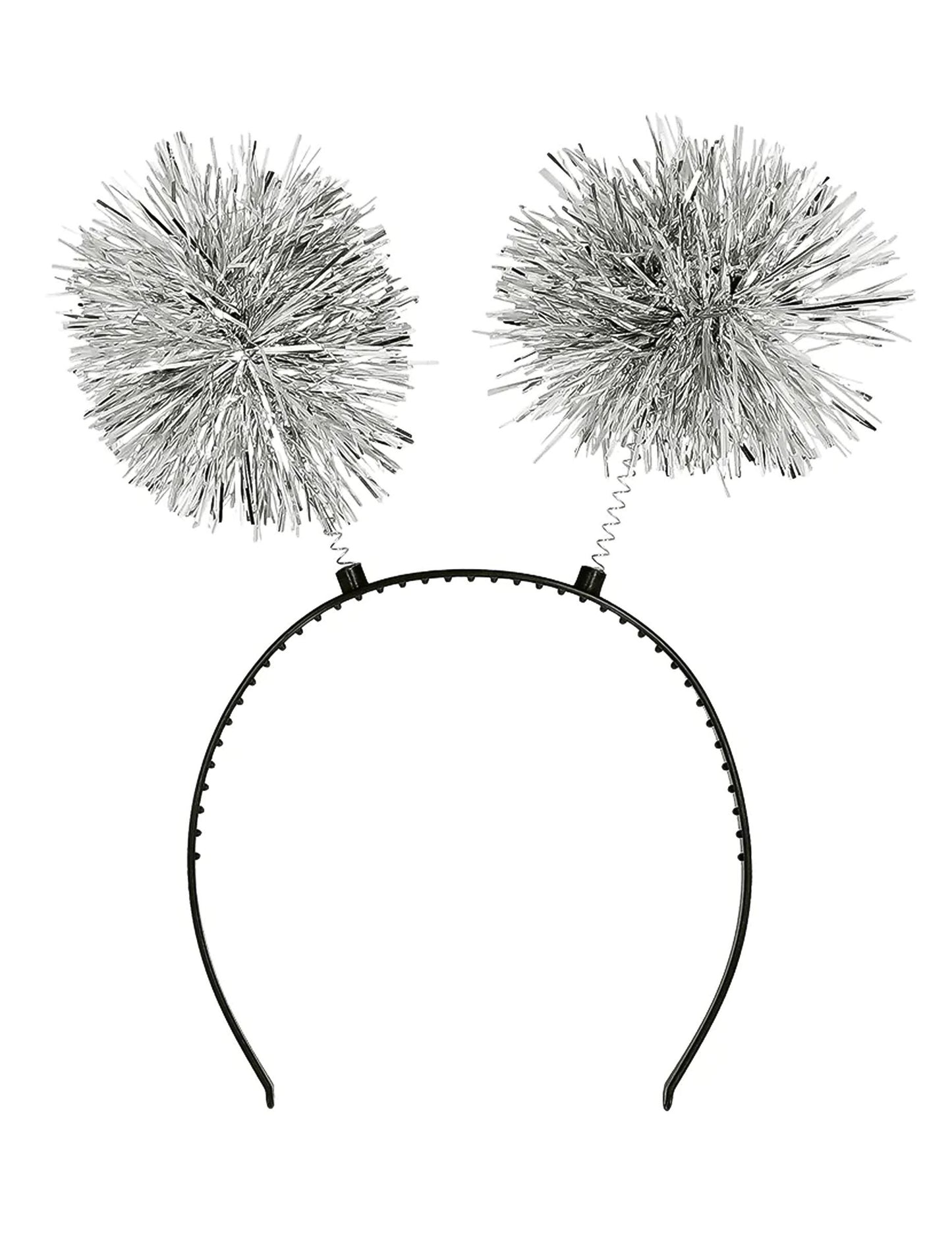 Сребърна лента за глава с помпон за възрастни